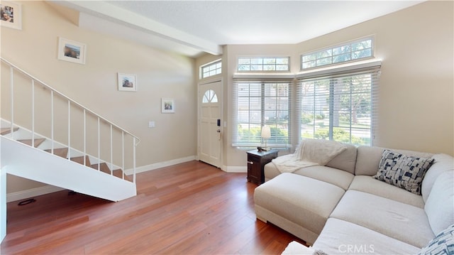 28305 Paseo El Siena Unit 10, Laguna Niguel, CA 92677 - living area with stairway and wood finished floors