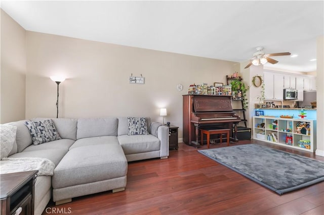 28305 Paseo El Siena Unit 10, Laguna Niguel, CA 92677 - living area featuring ceiling fan, wood finished floors, and recessed lighting
