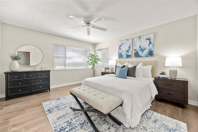1109 Burns Ave, Santa Ana, CA 92707 - bedroom with light wood-style floors, a textured ceiling, and a ceiling fan