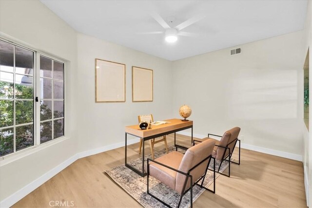 191 Desert Falls Cir, Palm Desert, CA 92211 - office area with a ceiling fan and light wood finished floors