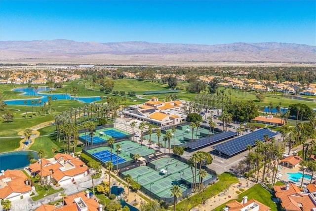 191 Desert Falls Cir, Palm Desert, CA 92211 - aerial perspective of suburban area with a water and mountain view and a local golf course