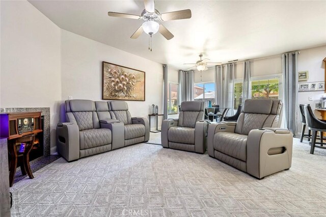 6 N Post Ave, Sanger, CA 93657 - living area featuring light colored carpet and ceiling fan
