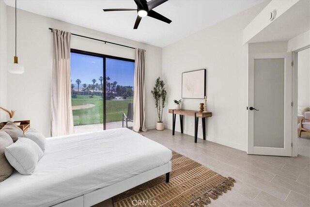 42407 Liolios Dr, Palm Desert, CA 92211 - bedroom featuring a ceiling fan and access to exterior