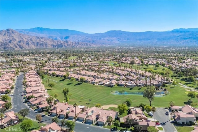 42407 Liolios Dr, Palm Desert, CA 92211 - aerial overview of property's location with nearby suburban area and a mountain backdrop