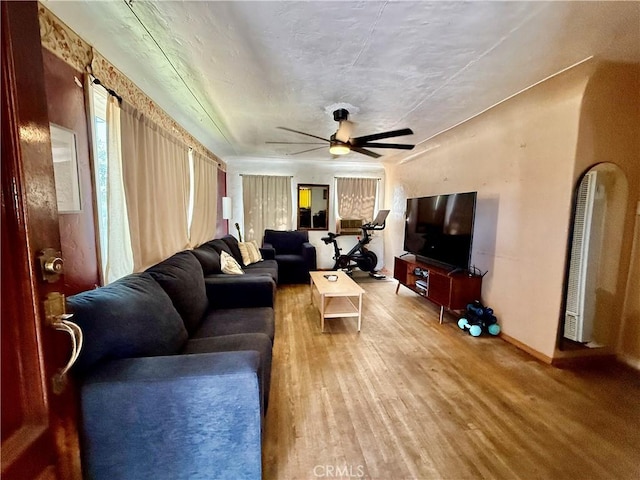 1246 W Mill St, San Bernardino, CA 92410 - living area featuring wood finished floors and a ceiling fan