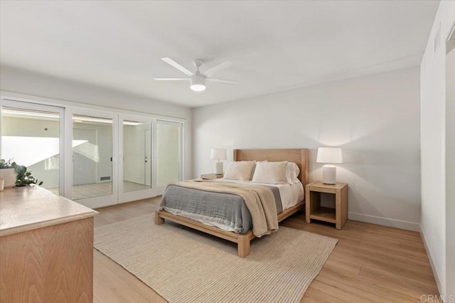 1515 San Pablo Dr, San Marcos, CA 92078 - bedroom featuring access to outside, light wood-type flooring, and ceiling fan