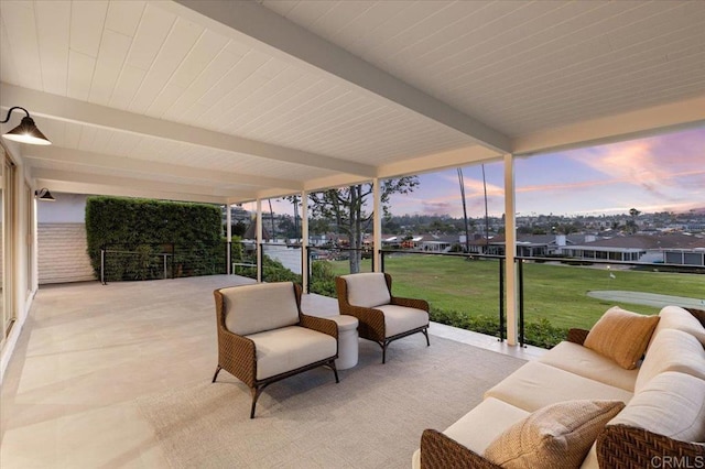 1515 San Pablo Dr, San Marcos, CA 92078 - patio terrace at dusk featuring a yard and a patio area