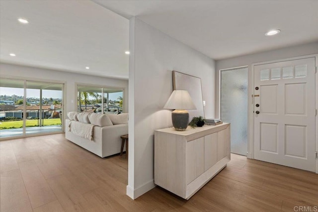 1515 San Pablo Dr, San Marcos, CA 92078 - entrance foyer with light wood-type flooring and recessed lighting