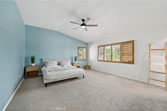 33307 Decada St, Temecula, CA 92592 - bedroom with lofted ceiling, carpet floors, and a ceiling fan