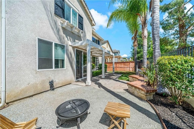 33307 Decada St, Temecula, CA 92592 - fenced backyard with a pergola, a patio area, and cooling unit