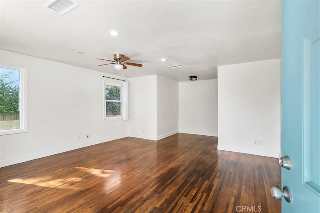 4851 Faculty Ave, Long Beach, CA 90808 - unfurnished room with healthy amount of natural light, ceiling fan, wood finished floors, and recessed lighting