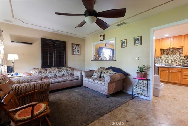 4981 Tulsa Ave, Riverside, CA 92505 - living room with ceiling fan and light tile patterned flooring