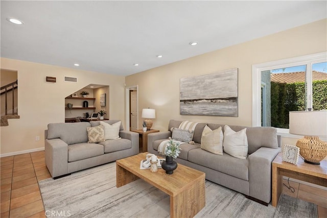 24002 Plover Ln, Laguna Niguel, CA 92677 - living area featuring stairs, recessed lighting, and tile patterned flooring