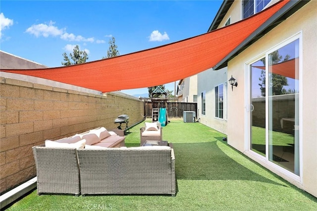 1711 Lordsburg Ct, La Verne, CA 91750 - fenced backyard featuring a playground and an outdoor living space