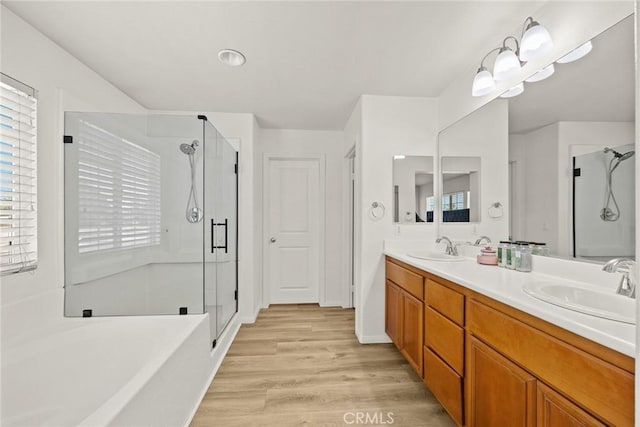 1711 Lordsburg Ct, La Verne, CA 91750 - full bathroom featuring a shower stall, a bath, double vanity, and plenty of natural light