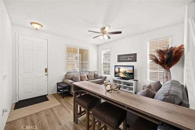 1711 Lordsburg Ct, La Verne, CA 91750 - living room with light wood-style floors and ceiling fan