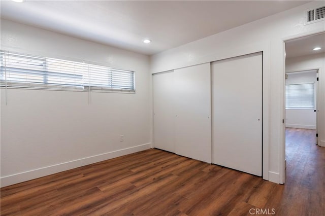 3644 Ardilla Ave, Baldwin Park, CA 91706 - unfurnished bedroom with wood finished floors, a closet, and recessed lighting