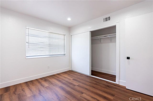 3644 Ardilla Ave, Baldwin Park, CA 91706 - unfurnished bedroom featuring wood finished floors, a closet, and recessed lighting