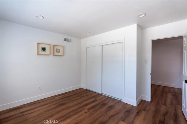3644 Ardilla Ave, Baldwin Park, CA 91706 - unfurnished bedroom featuring wood finished floors, a closet, and recessed lighting