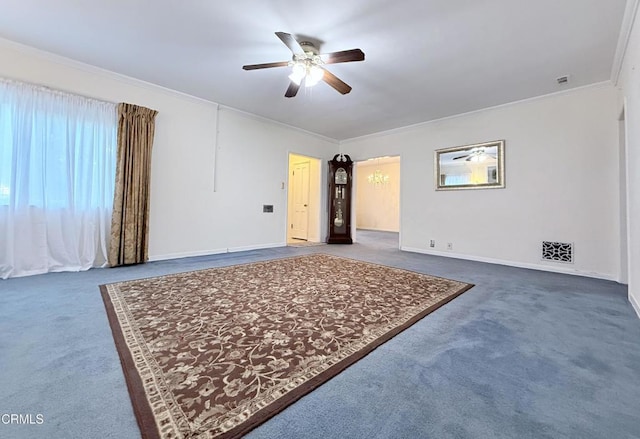 250 S Berkeley Ave, Pasadena, CA 91107 - carpeted spare room featuring ceiling fan and ornamental molding
