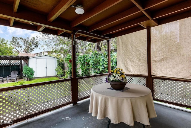250 S Berkeley Ave, Pasadena, CA 91107 - wooden terrace featuring a shed and a patio