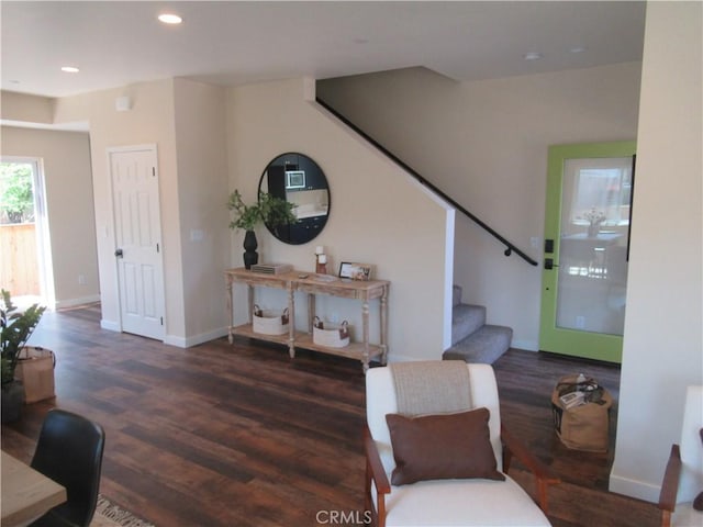 7906 Curbaril Ave, Atascadero, CA 93422 - foyer featuring wood finished floors, stairway, and recessed lighting