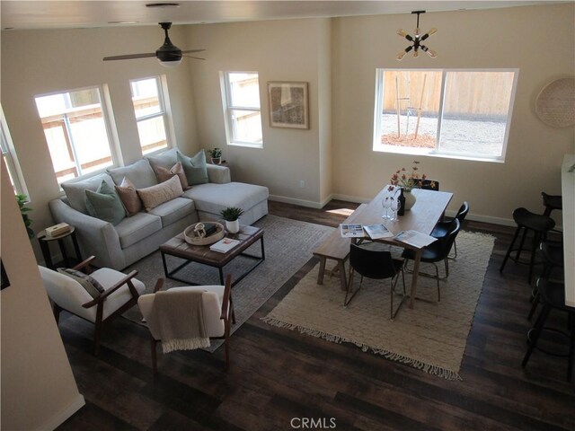 7906 Curbaril Ave, Atascadero, CA 93422 - living room featuring ceiling fan and wood finished floors