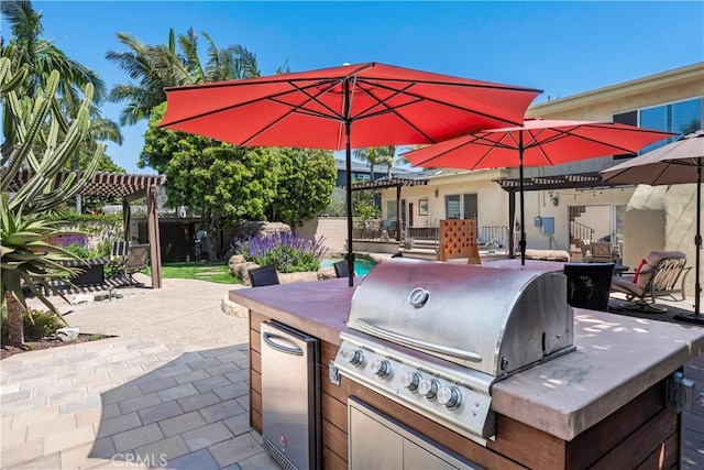 1335 Crestview Ave, Seal Beach, CA 90740 - view of patio featuring a pergola and area for grilling