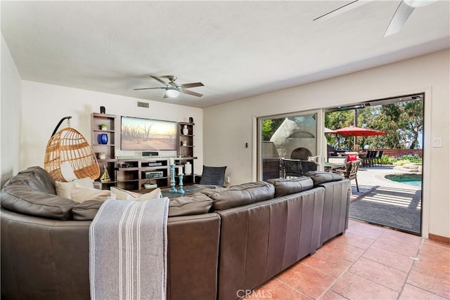 1335 Crestview Ave, Seal Beach, CA 90740 - living area with a ceiling fan
