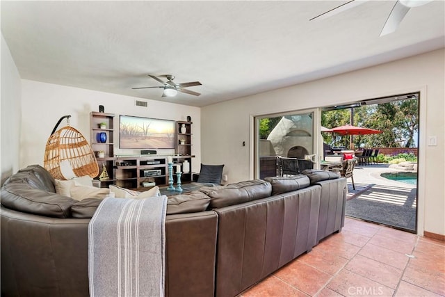 1335 Crestview Ave, Seal Beach, CA 90740 - living area with a ceiling fan