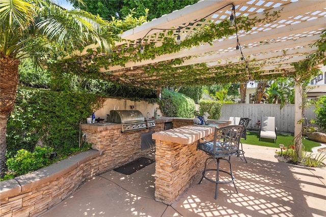 12554 Tejas Ct, Rancho Cucamonga, CA 91739 - view of patio featuring area for grilling and a pergola