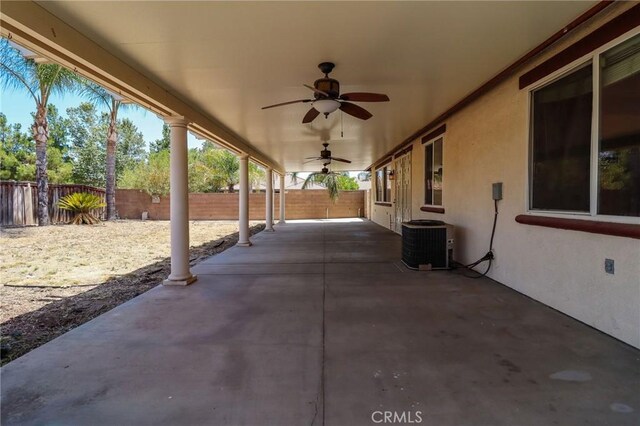 26946 Shelter Cove Ct, Menifee, CA 92585 - fenced backyard with ceiling fan and a patio