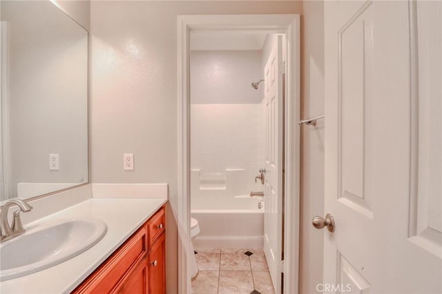 26946 Shelter Cove Ct, Menifee, CA 92585 - bathroom featuring vanity, tile patterned floors, and washtub / shower combination