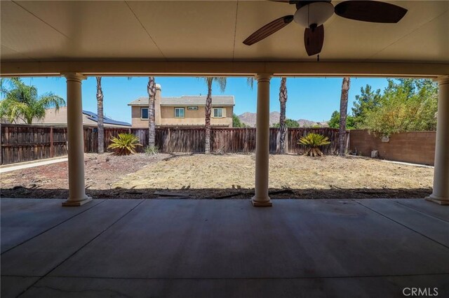 26946 Shelter Cove Ct, Menifee, CA 92585 - fenced backyard featuring ceiling fan and a patio