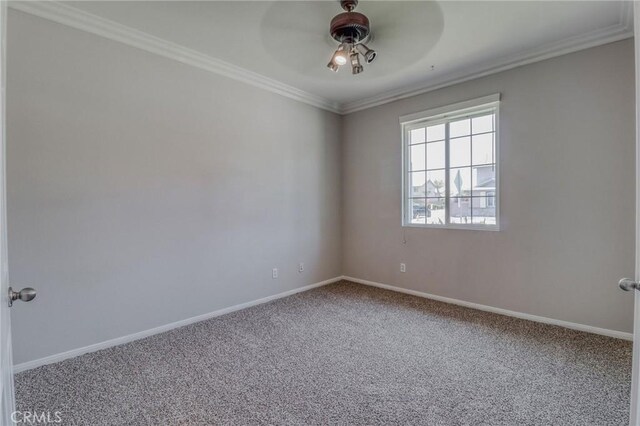 26946 Shelter Cove Ct, Menifee, CA 92585 - carpeted empty room featuring a ceiling fan and crown molding