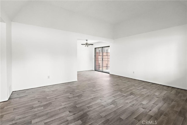 2536 Bryn Mawr Ln, Riverside, CA 92507 - unfurnished room with a ceiling fan, wood finished floors, and lofted ceiling