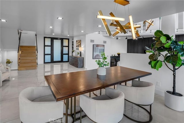 15125 Rayneta Dr, Sherman Oaks, CA 91403 - dining space with stairway and recessed lighting