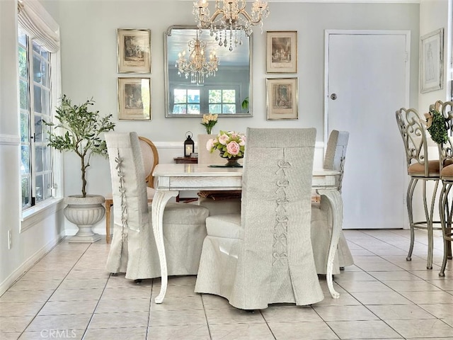 26261 Veva Way, Calabasas, CA 91302 - dining room featuring a chandelier and light tile patterned floors
