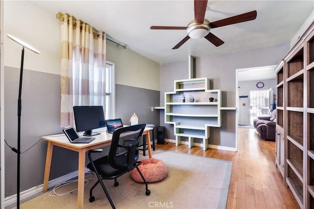 1900 Vanderbilt Ln, Redondo Beach, CA 90278 - office area featuring ceiling fan and wood finished floors