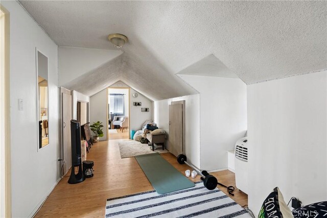 1900 Vanderbilt Ln, Redondo Beach, CA 90278 - bonus room featuring lofted ceiling, a textured ceiling, and light wood-style flooring