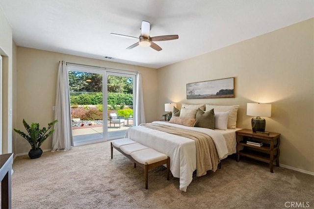 839 Chukar St, Arroyo Grande, CA 93420 - bedroom featuring access to exterior, carpet floors, and ceiling fan