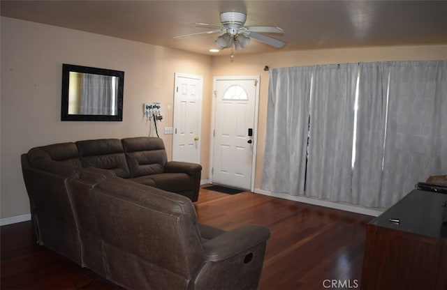 356 S S St, Rialto, CA 92376 - living room featuring wood finished floors and a ceiling fan