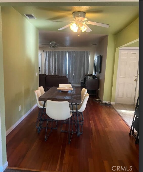 356 S S St, Rialto, CA 92376 - dining area featuring wood finished floors and ceiling fan