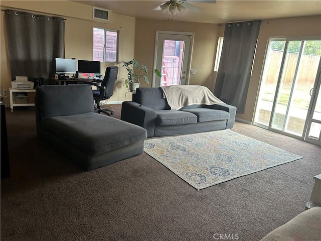 356 S S St, Rialto, CA 92376 - carpeted living area featuring an office area and ceiling fan