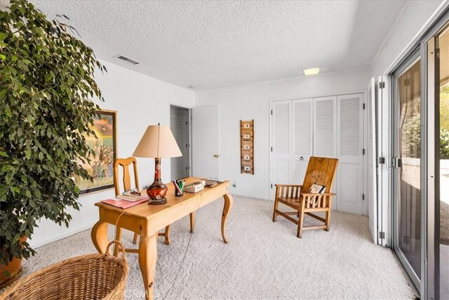 54832 Benecia Trl, Yucca Valley, CA 92284 - home office with light carpet and a textured ceiling