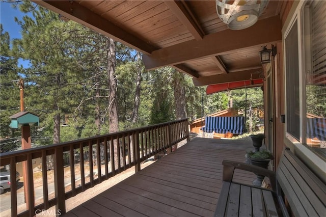 33480 Weeping Willow Dr, Green Valley Lake, CA 92341 - deck featuring view of scattered trees