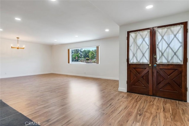 2343 Navarro Dr, Claremont, CA 91711 - foyer entrance featuring a chandelier, light wood finished floors, and recessed lighting