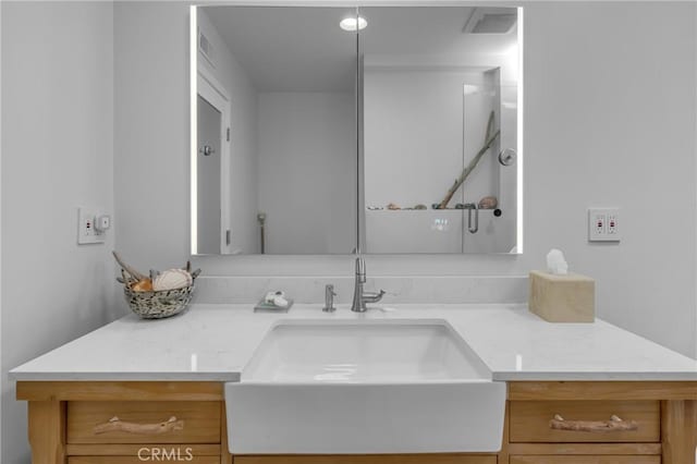 17632 Prescott Ln, Huntington Beach, CA 92647 - full bathroom featuring vanity and an enclosed shower