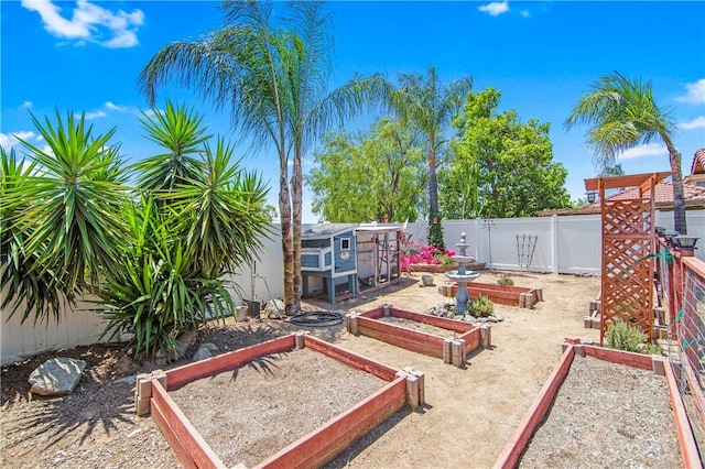 8761 Sandhill Dr, Riverside, CA 92508 - fenced backyard with a garden and an outdoor structure
