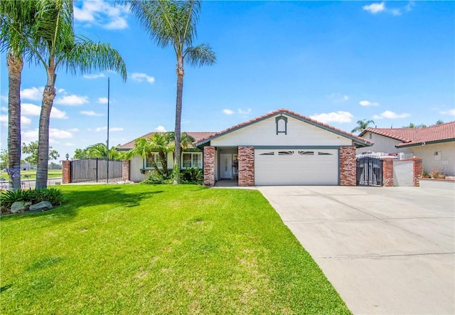 8761 Sandhill Dr, Riverside, CA 92508 - view of front of property with a gate, an attached garage, driveway, and a tiled roof